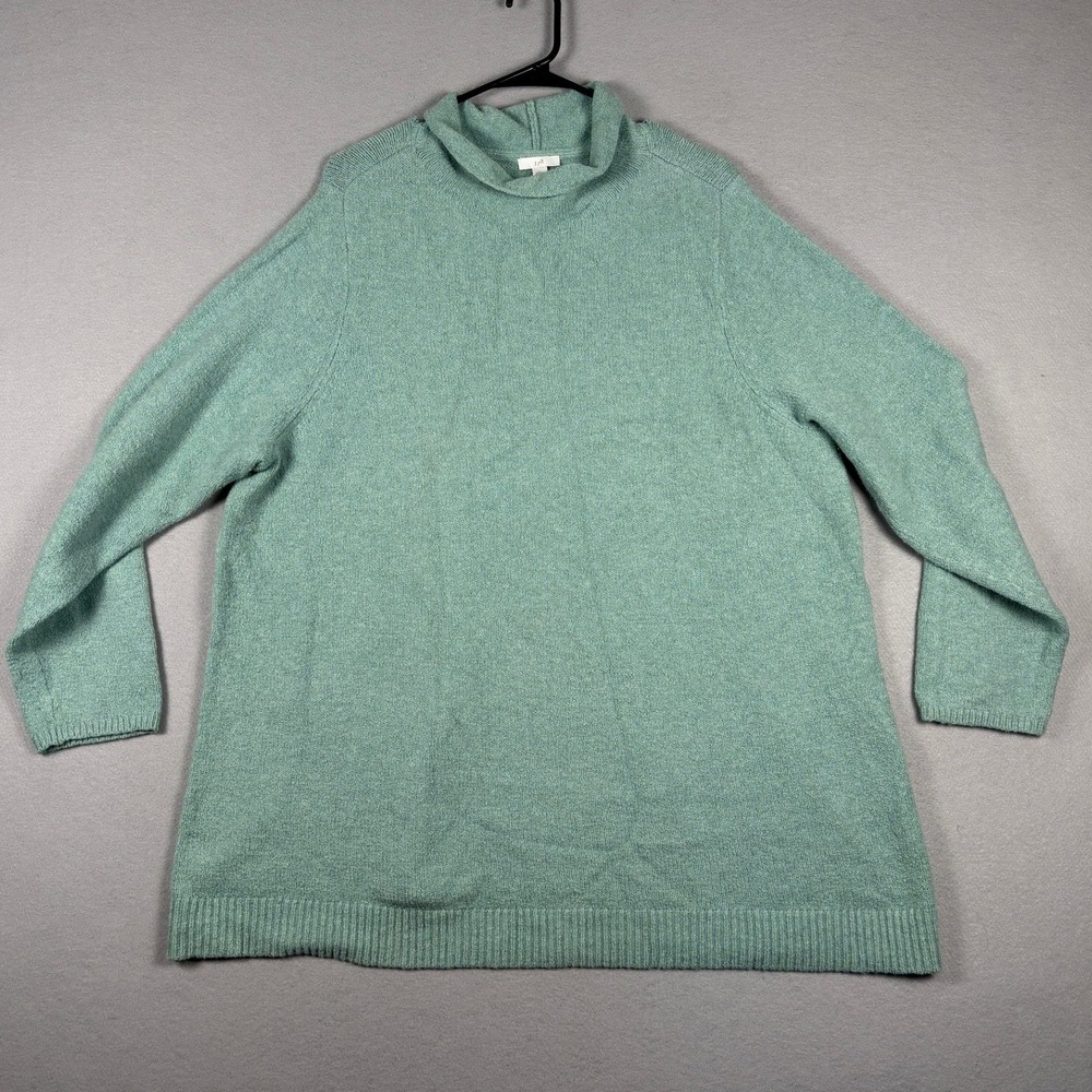 J. Jill Mock Neck Sweater Long Sleeve Plus Size 2X Sage Green